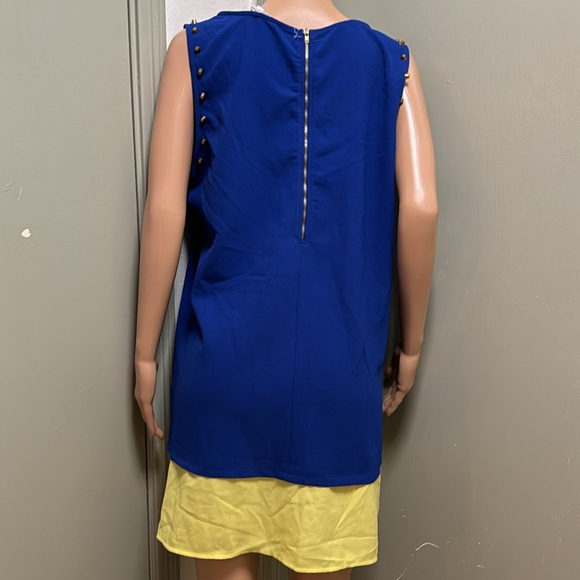 Blue Pepper Sleevless Medi Dress with copper embellishments around sleeved 2X - Picture 7 of 17